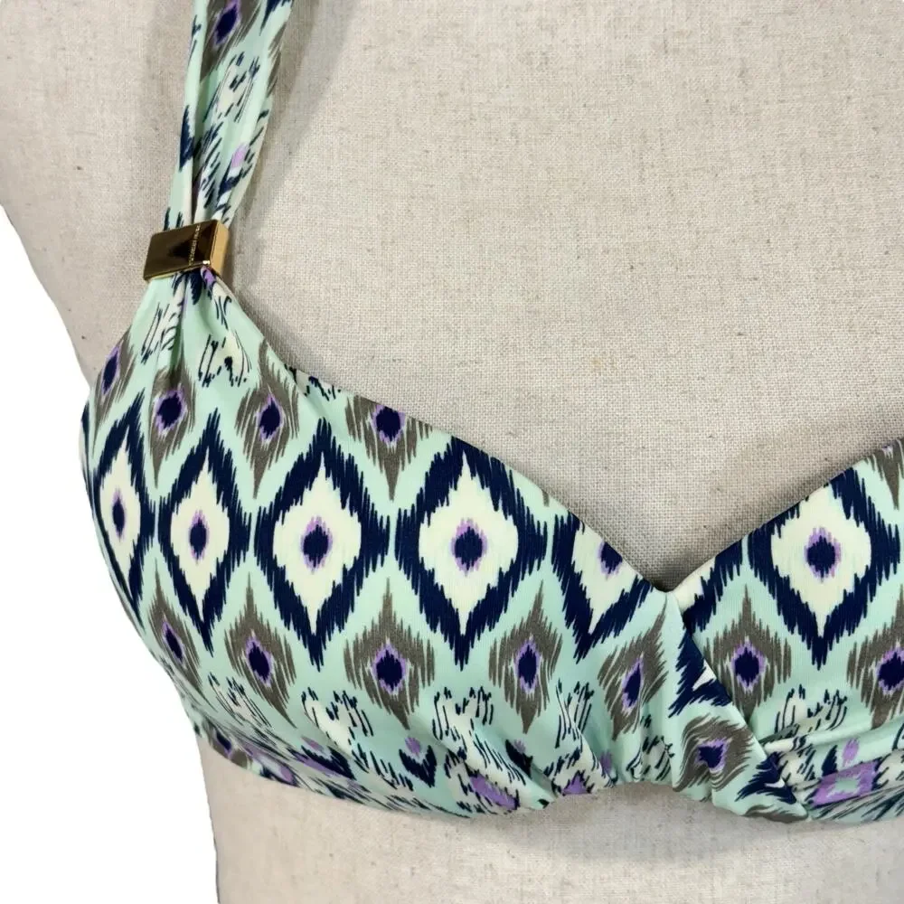 Victoria’s Secret SZ 32A Bikini Swim Top Ikat Molded Padded Cup Tie Halter Multi